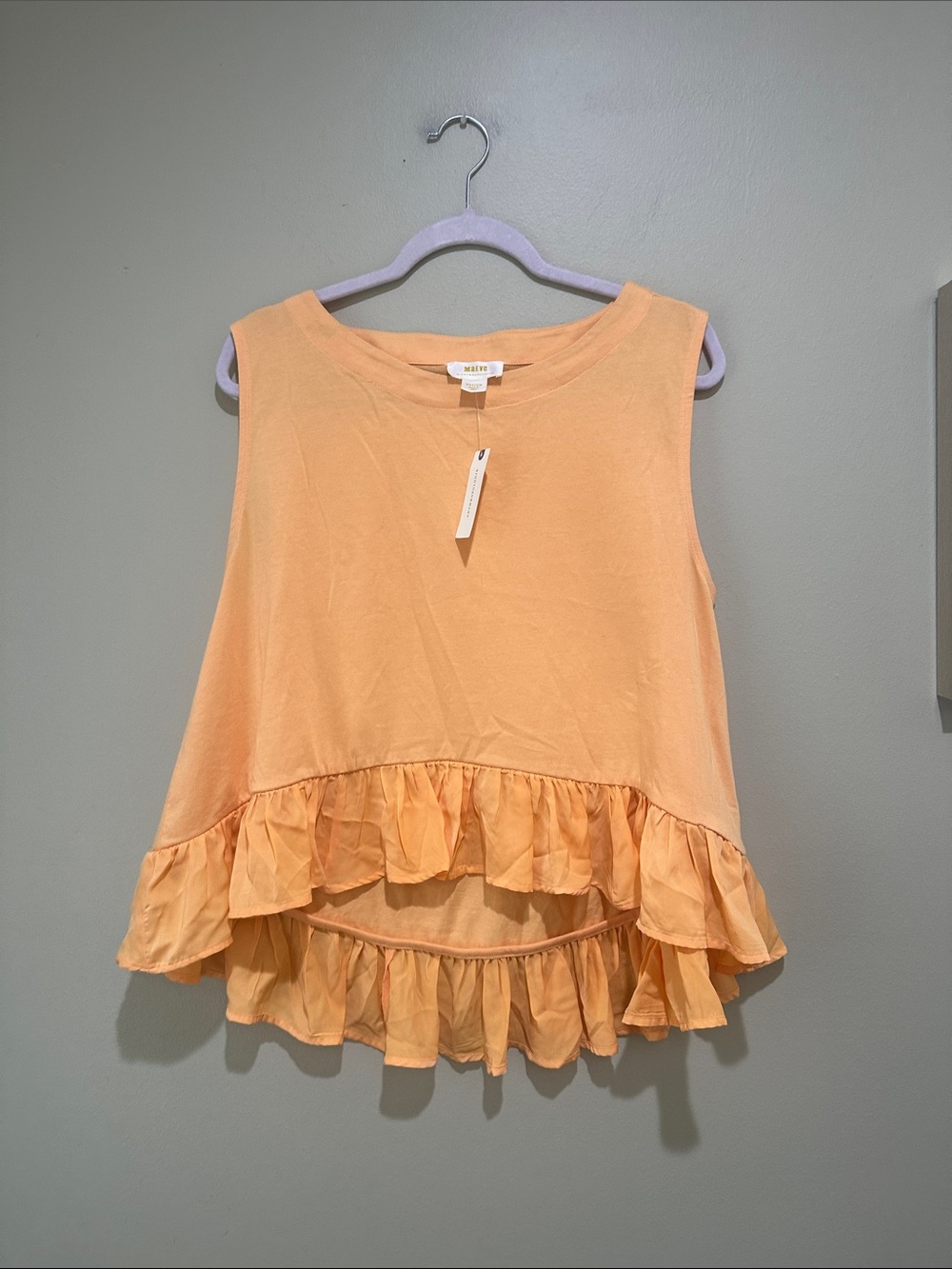 🔥Maeve Peach Ruffle-Hem Sleeveless Tank